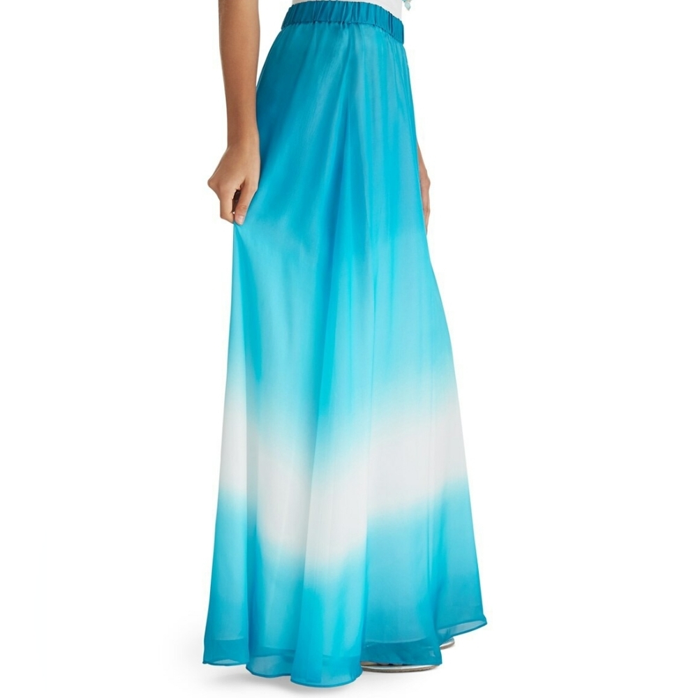 🆕 WHBM Blue Ombre long Maxi 100% Silk A-line summer spring fairycore Skirt_XS - Picture 2 of 13